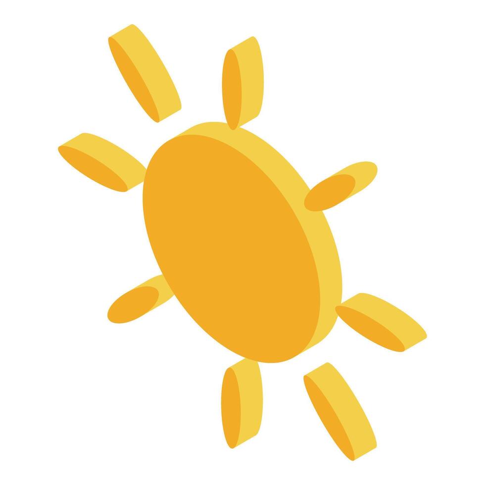 Yellow sun shining with isometric projection effect vector