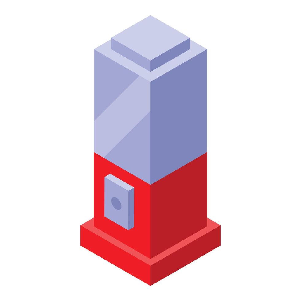 Modern red vending machine dispensing products isometric view vector