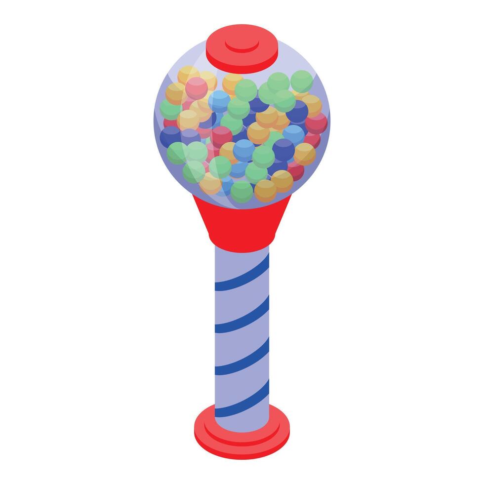 Colorful gumball machine dispensing candy and bubblegum vector