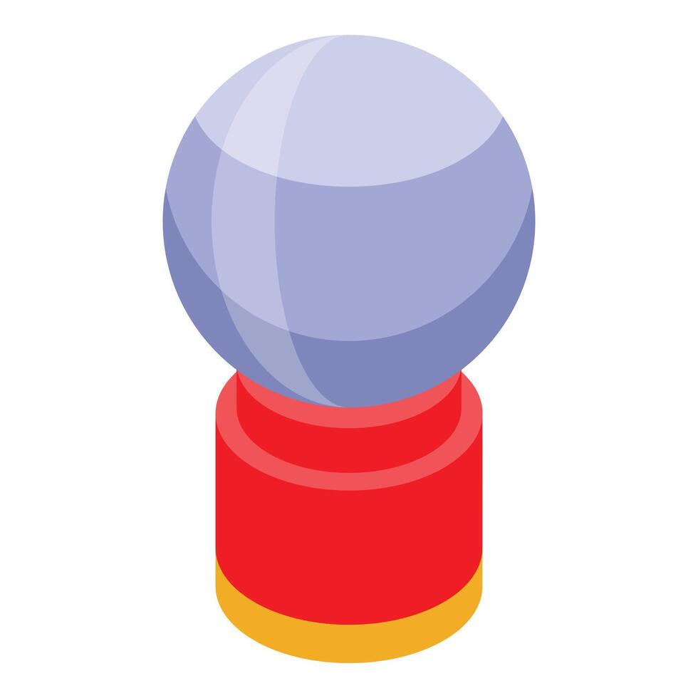 Empty crystal ball on a red and yellow pedestal is waiting to be filled with magic vector