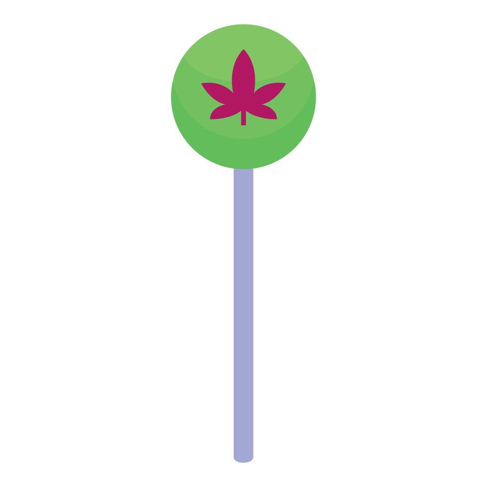 Green lollipop showing cannabis leaf sign is promoting legalization of marijuana vector