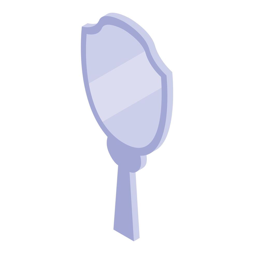 Hand mirror with shield shape reflecting light in isometric view vector