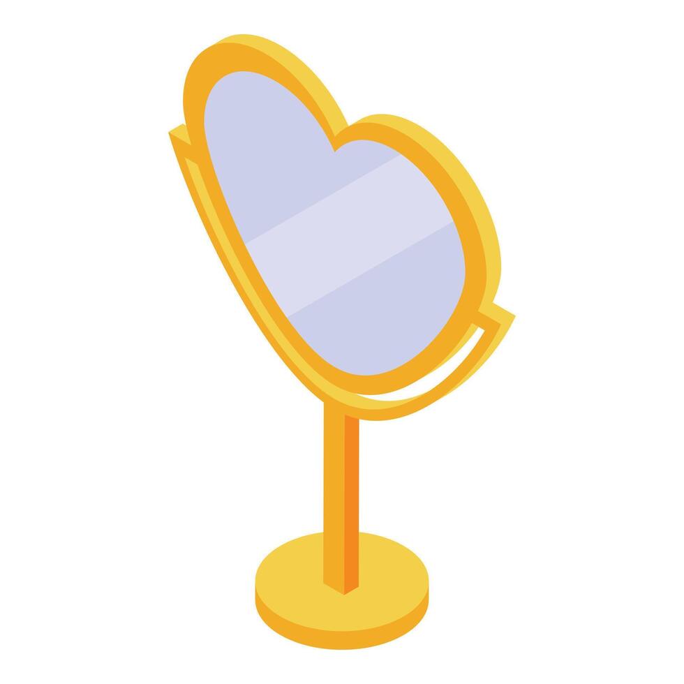 Heart shaped mirror reflecting beauty and style on golden stand vector