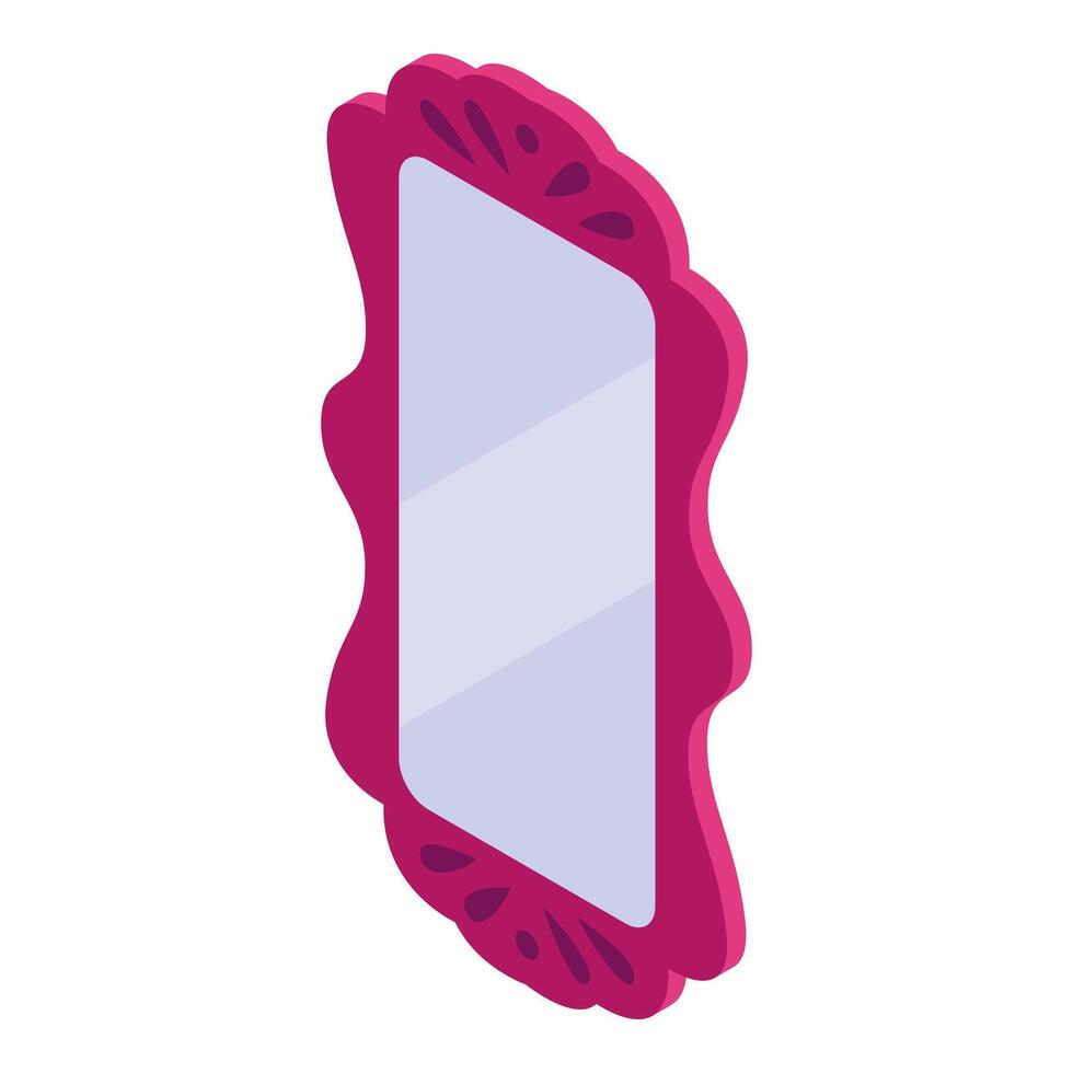 Pink mirror reflecting light in isometric view vector