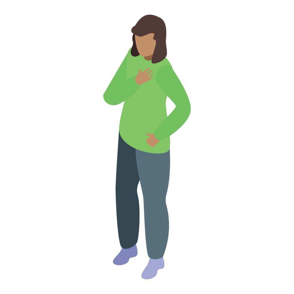Young woman suffering heart attack holding chest experiencing severe pain vector