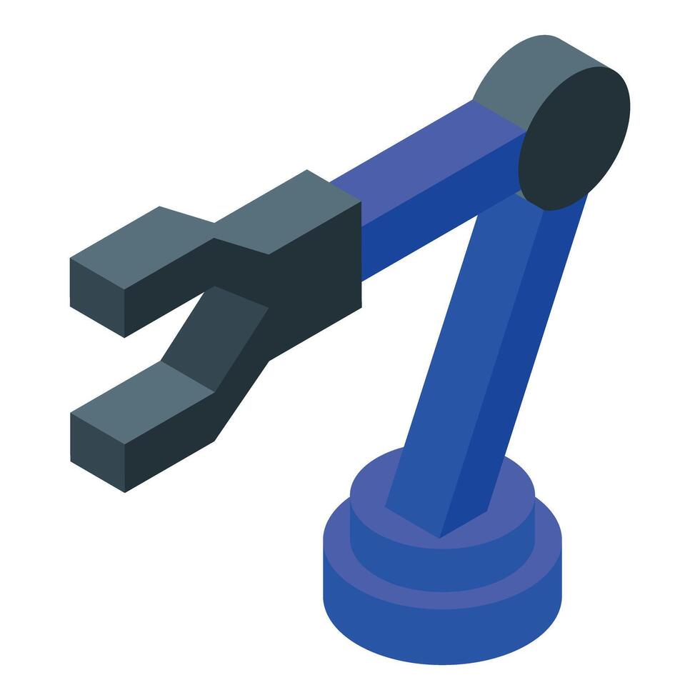 Robotic arm picking up object in modern factory automation vector