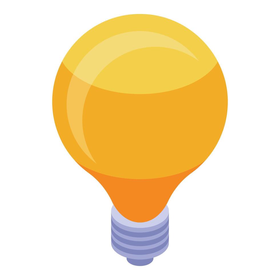 Bright yellow light bulb shining with innovative idea in isometric view vector