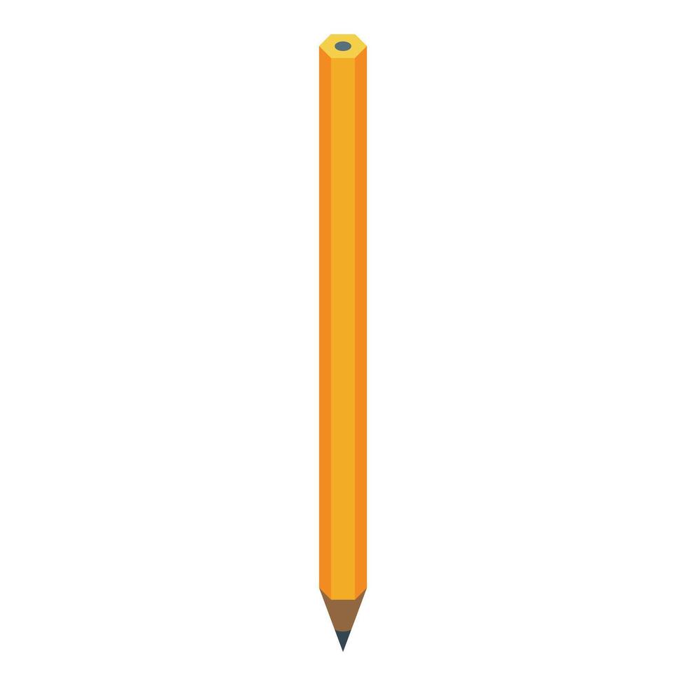 Short orange pencil pointing downward on white background vector