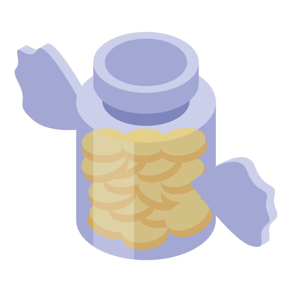 Glass jar preserving delicious round biscuits vector