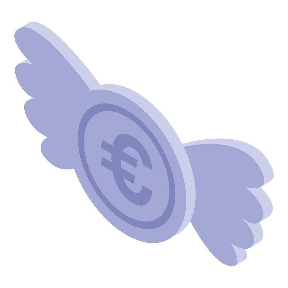 Euro coin flying with wings representing fast money transfer vector