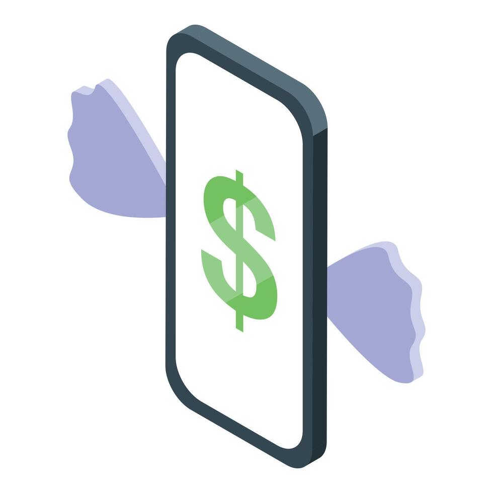 Smartphone showing dollar sign with protecting hands, secure mobile payment vector