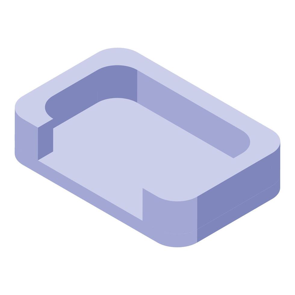 Empty rectangular slot with rounded edges in isometric view vector