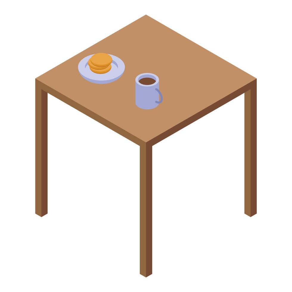 Square table with coffee and cookies representing breakfast time vector