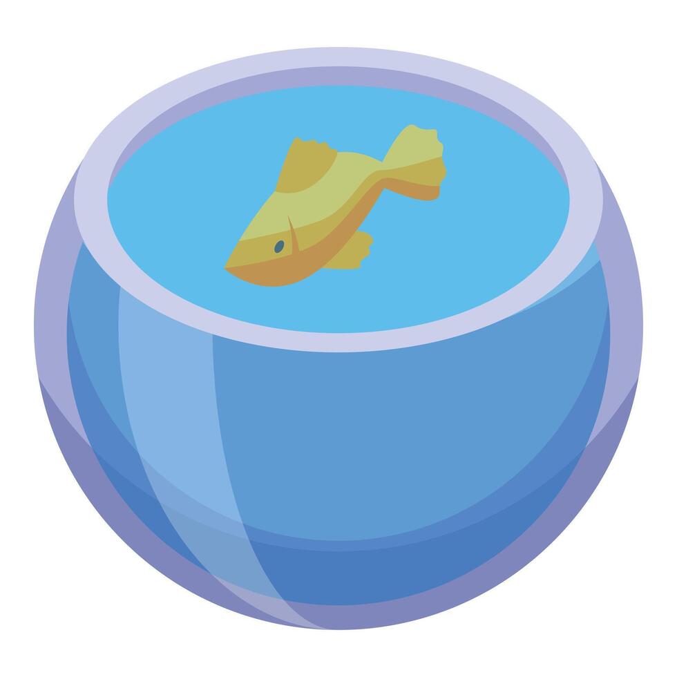 Goldfish swimming in round fishbowl with blue water vector