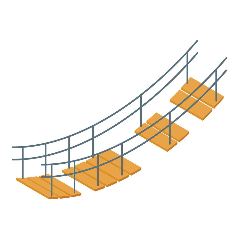 Rope bridge leading to new heights, connecting two sides vector
