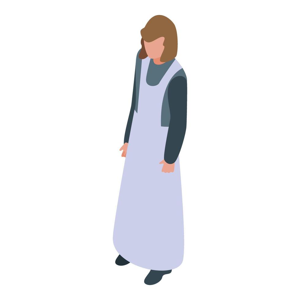 Cleaning lady wearing apron isometric icon representing domestic worker vector