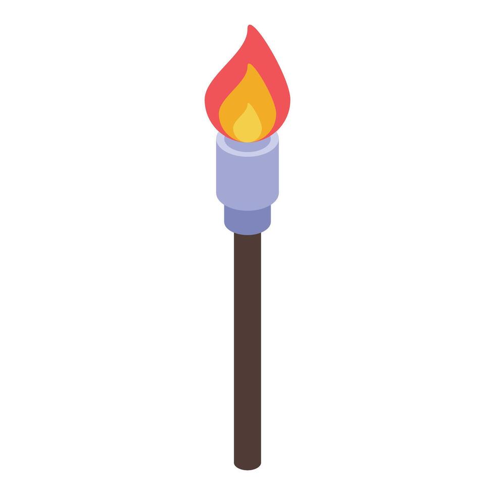 Burning torch with red and yellow flame on white background vector