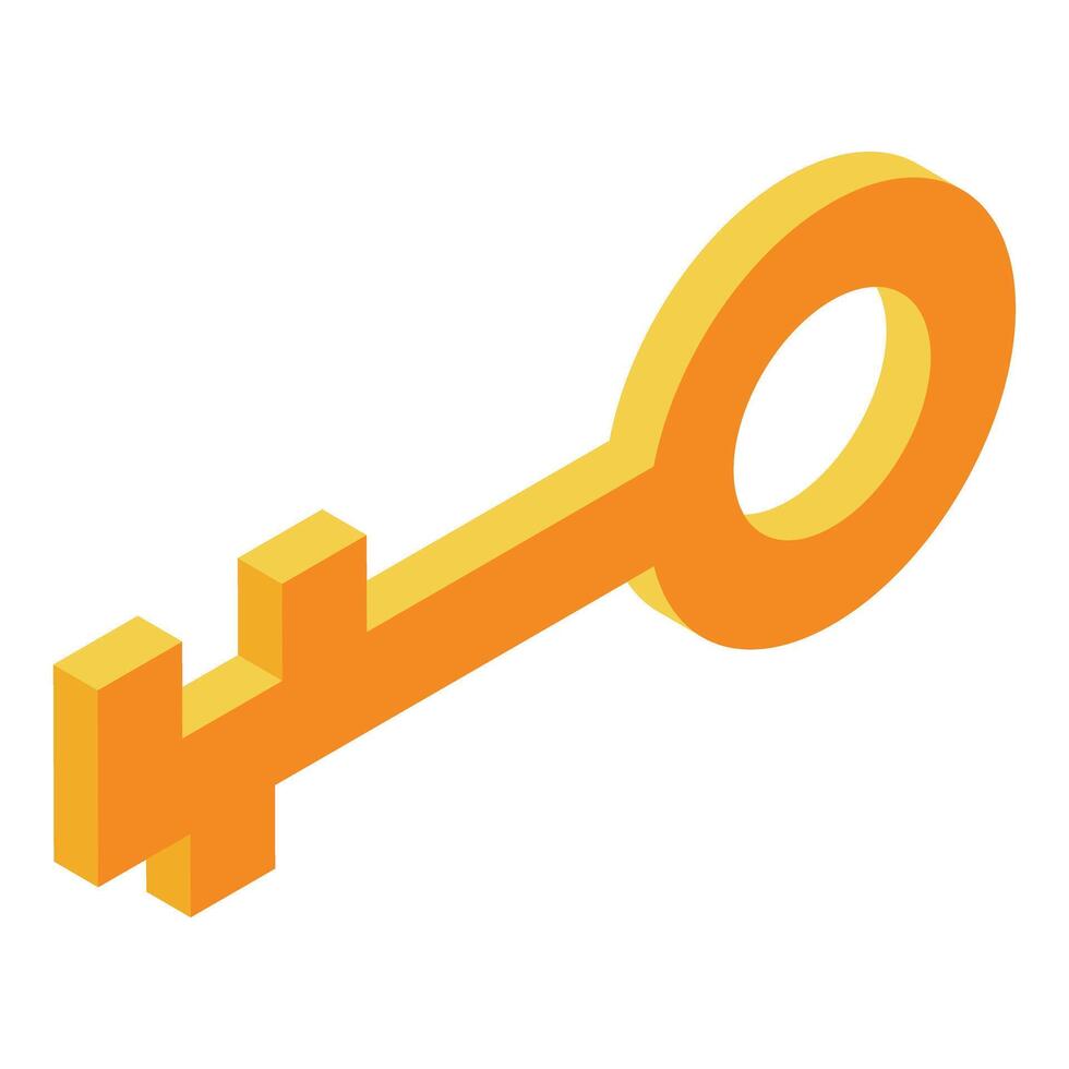 Golden key opening access in isometric view symbolizing security and opportunity vector