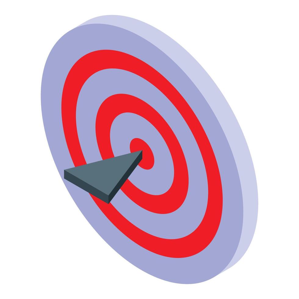 Arrow hitting center of target marketing goal achievement isometric icon vector