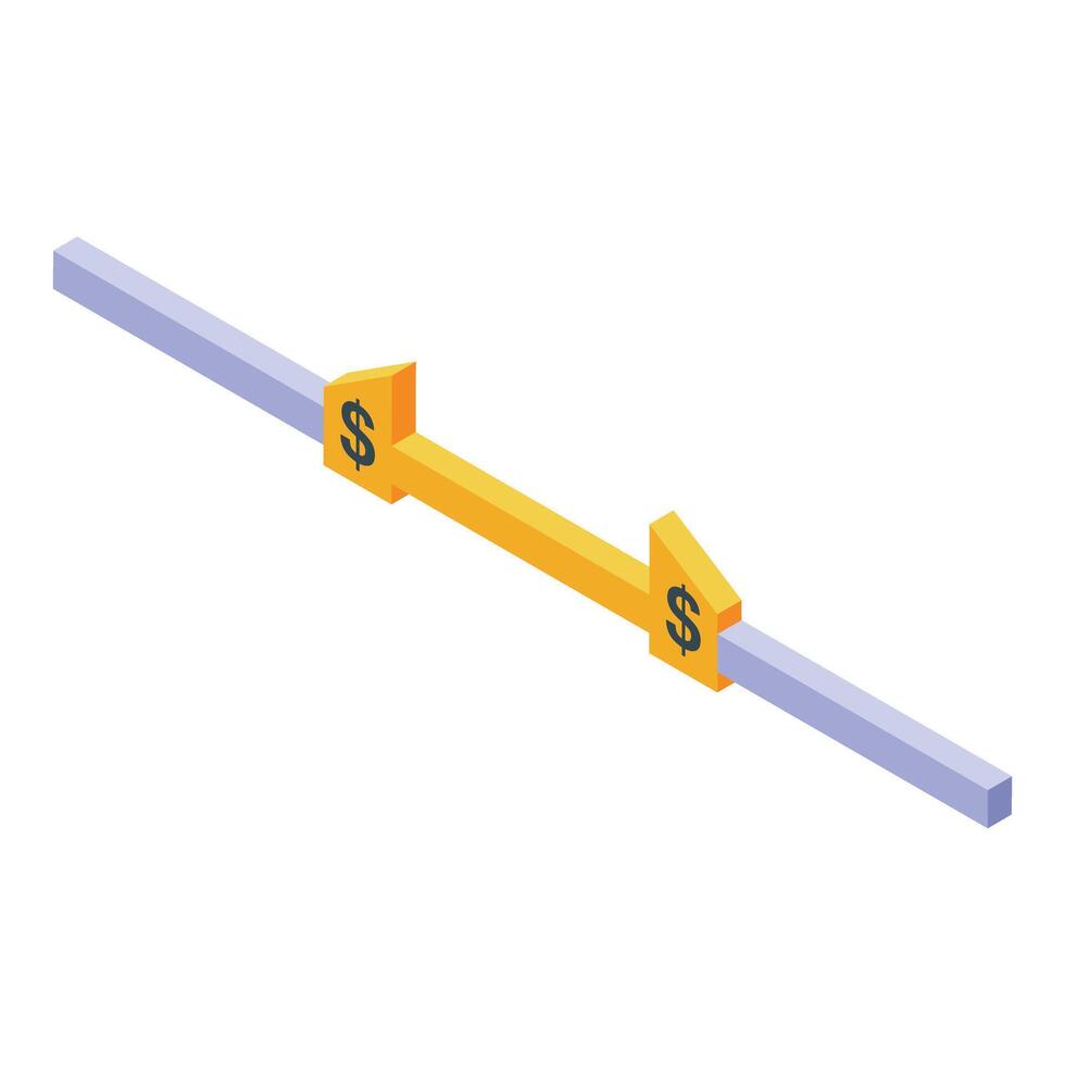 Double arrow bridge connecting two ways with dollar sign representing financial transaction vector