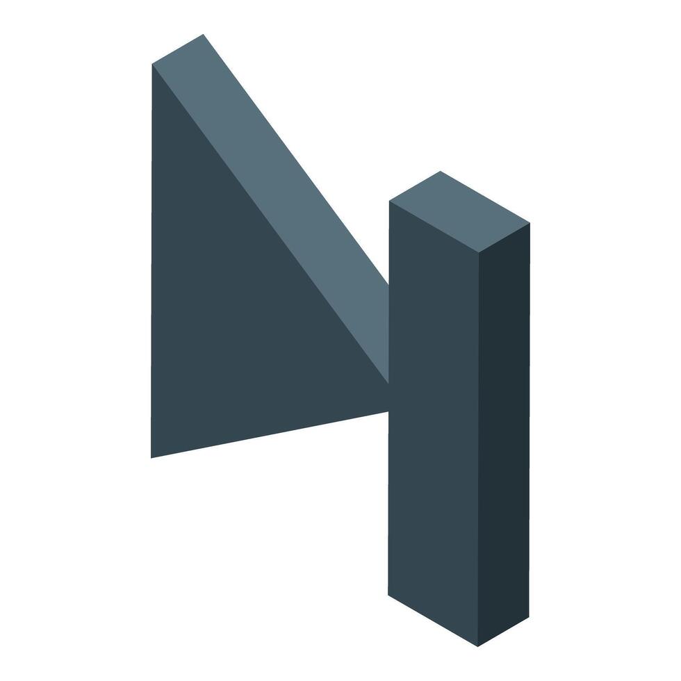 Abstract geometric shape resembling letter n with triangle and rectangle vector