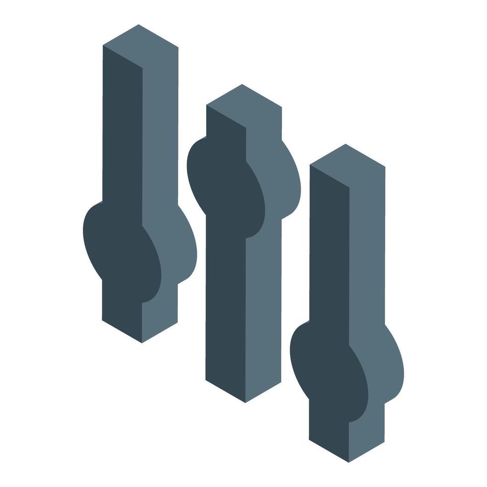 Isometric sound control panel adjusting volume or equalizer settings vector