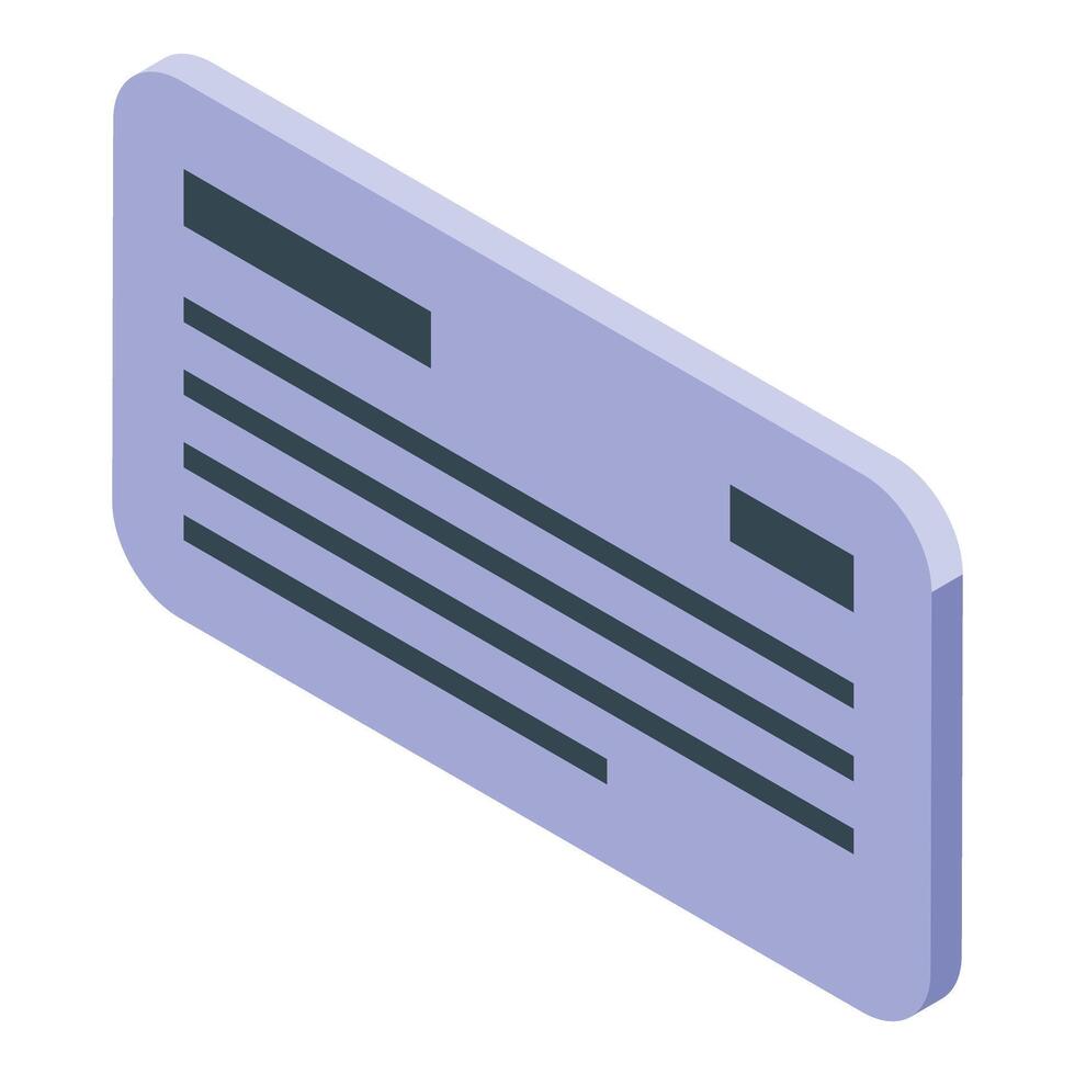 Bank check representing financial transactions and payment methods in isometric view vector