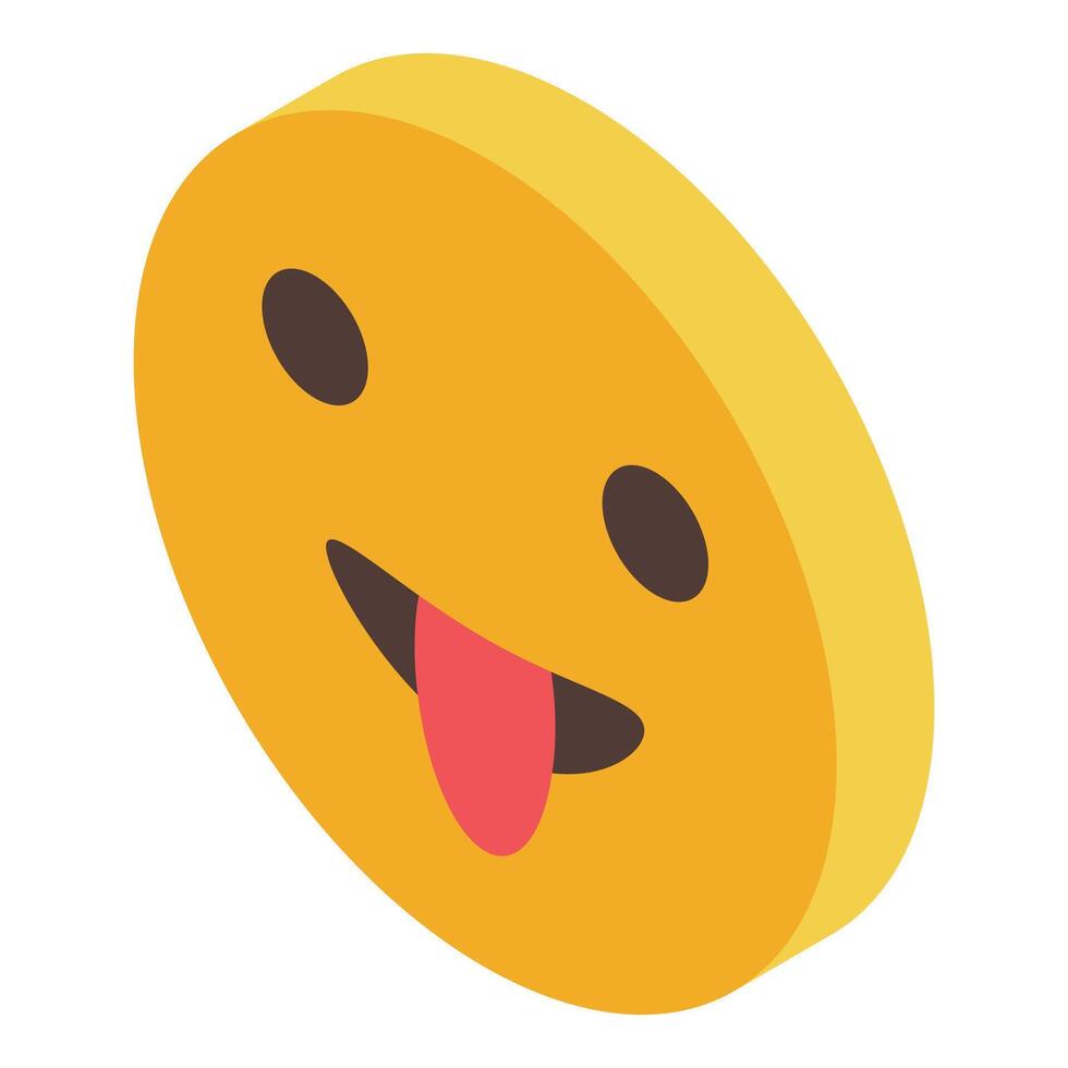 3d yellow emoji sticking out tongue in a funny grimace vector