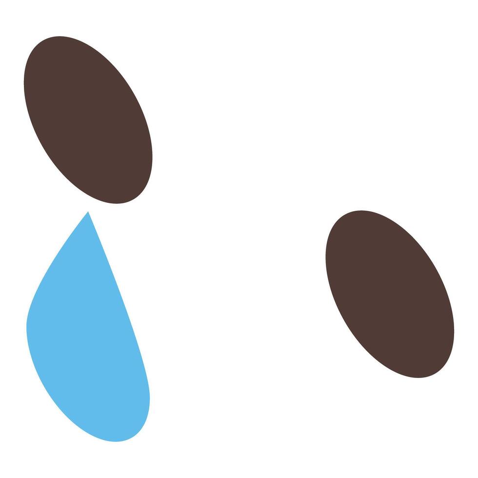 Sad face crying with tear drop and brown eyes showing emotion vector