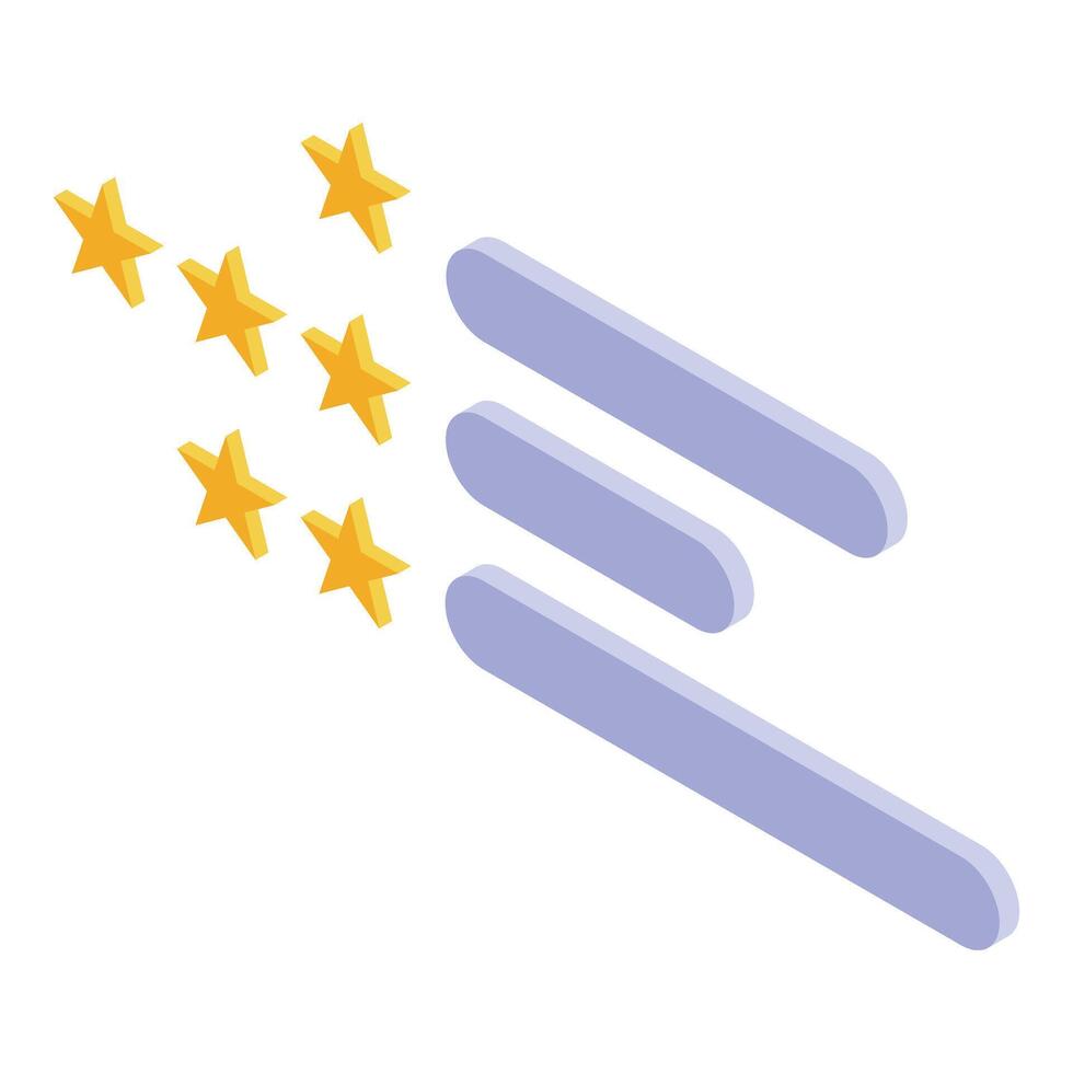 Fast track leaving golden stars trail isometric icon vector