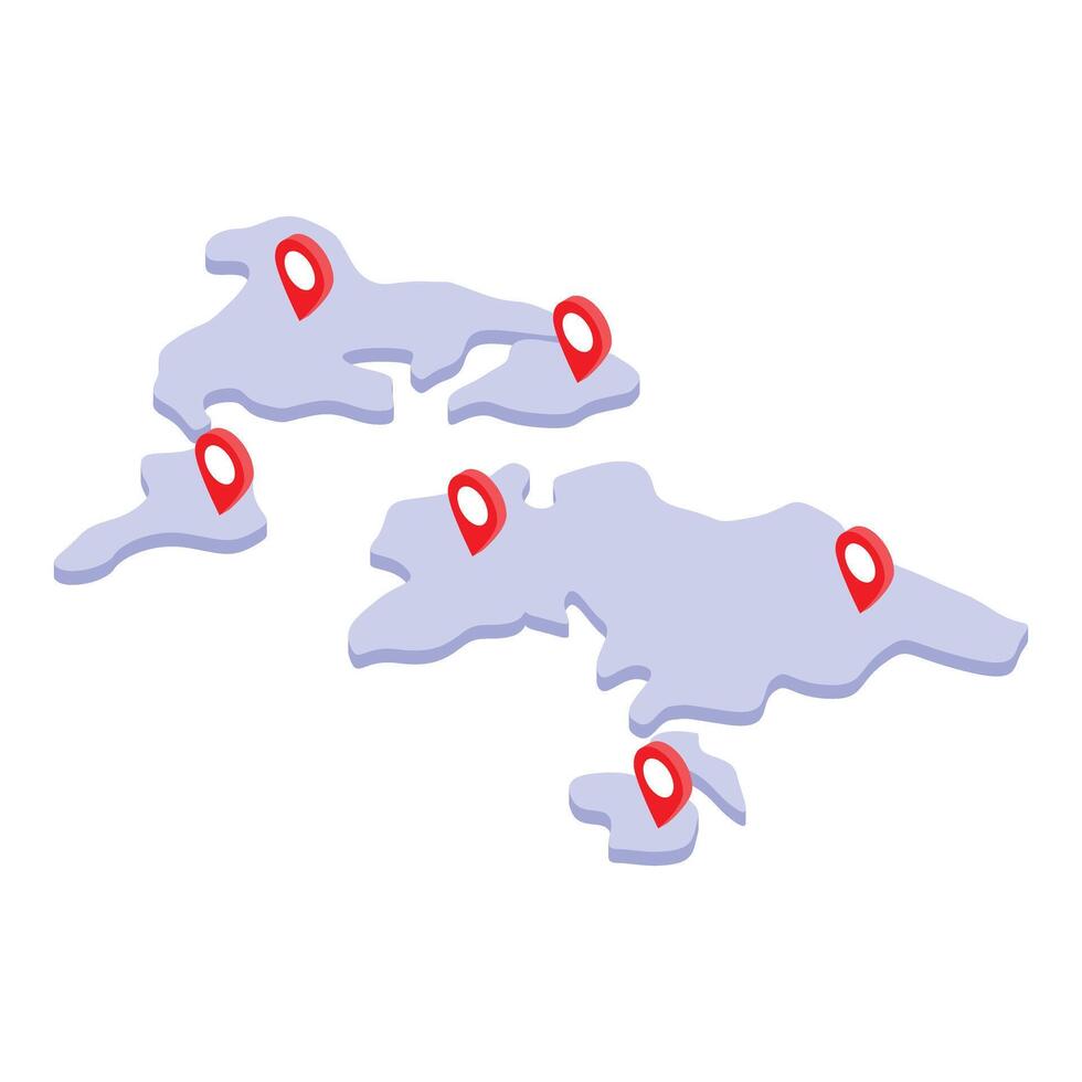 World map with location pins showing global destinations vector