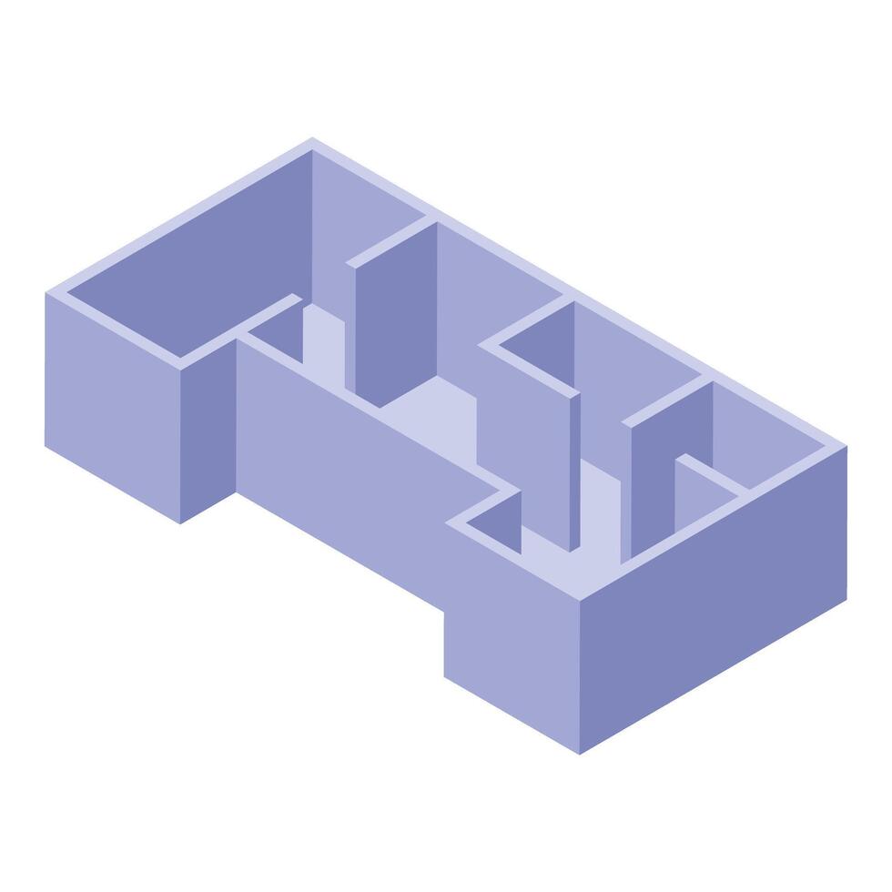 Isometric empty apartment plan showing walls and doorways vector
