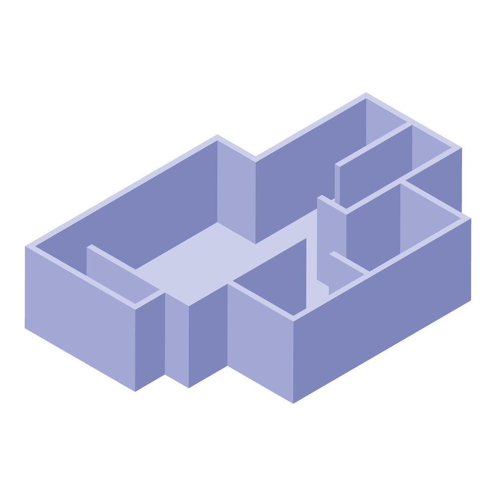Isometric empty apartment or office floor plan showing rooms and walls vector