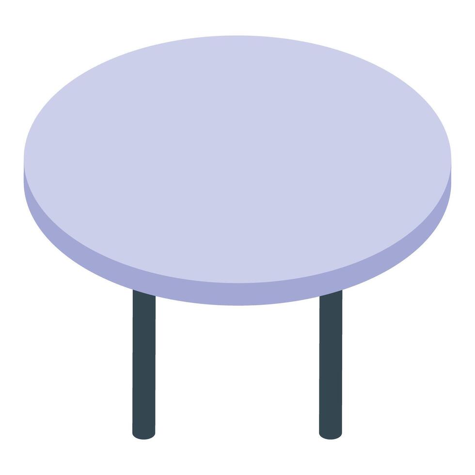 Round table with light purple surface and dark legs isometric view vector