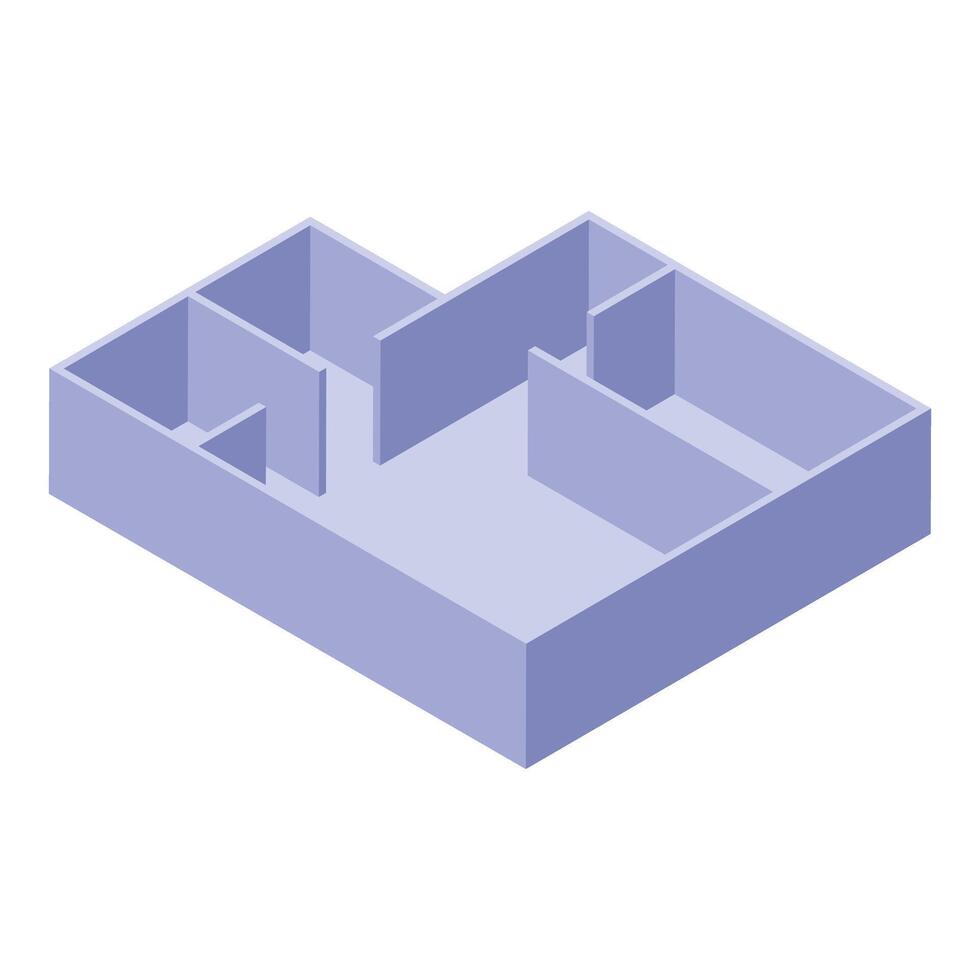 Isometric empty apartment plan showing walls and doors vector