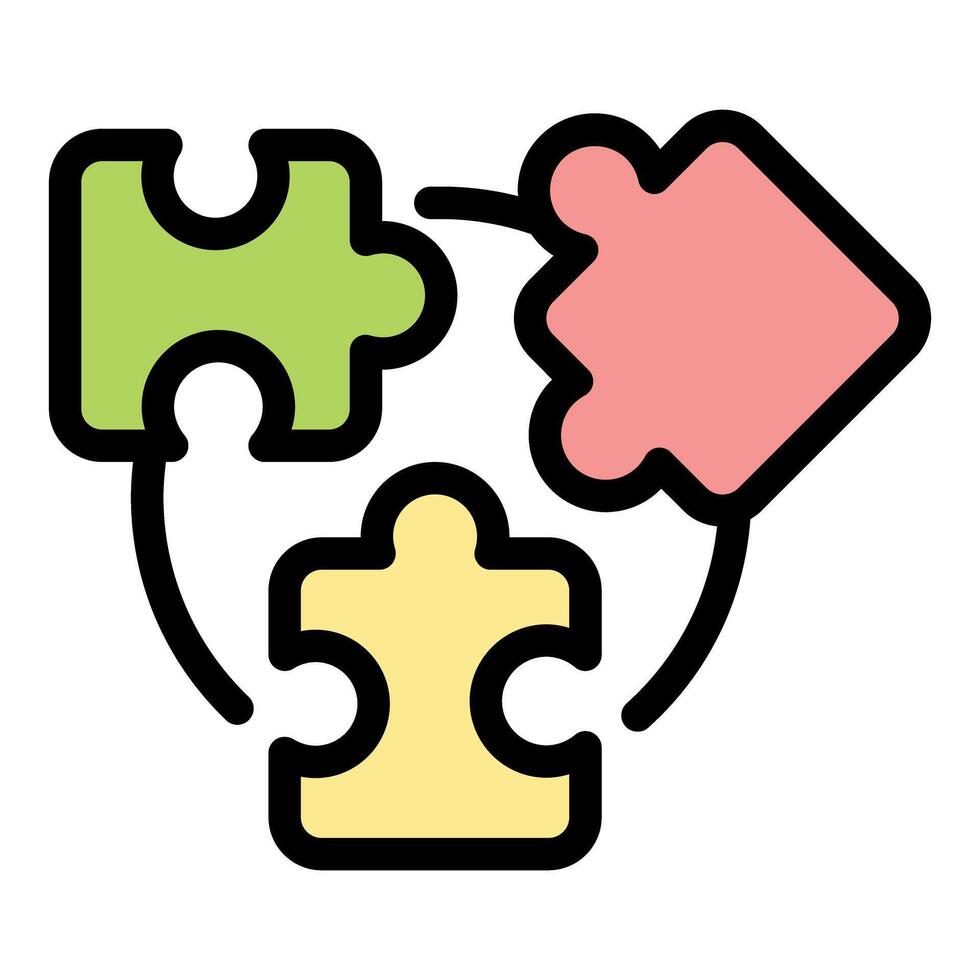 Puzzle pieces forming a circular flow chart vector