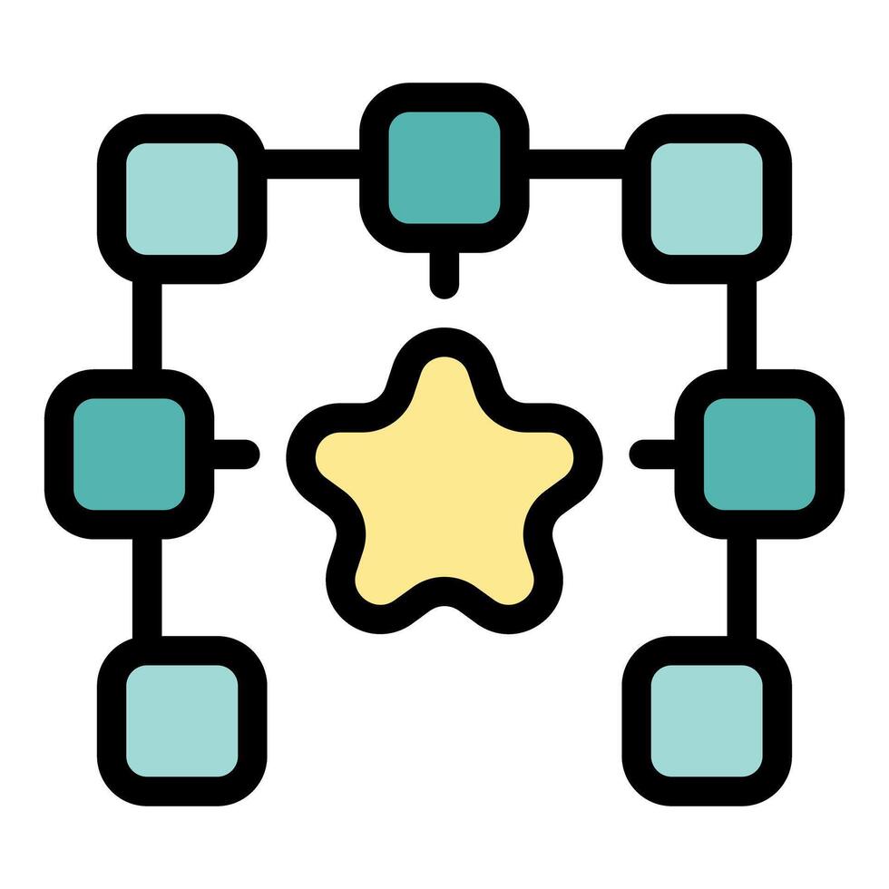 Blockchain network connecting around a star icon vector