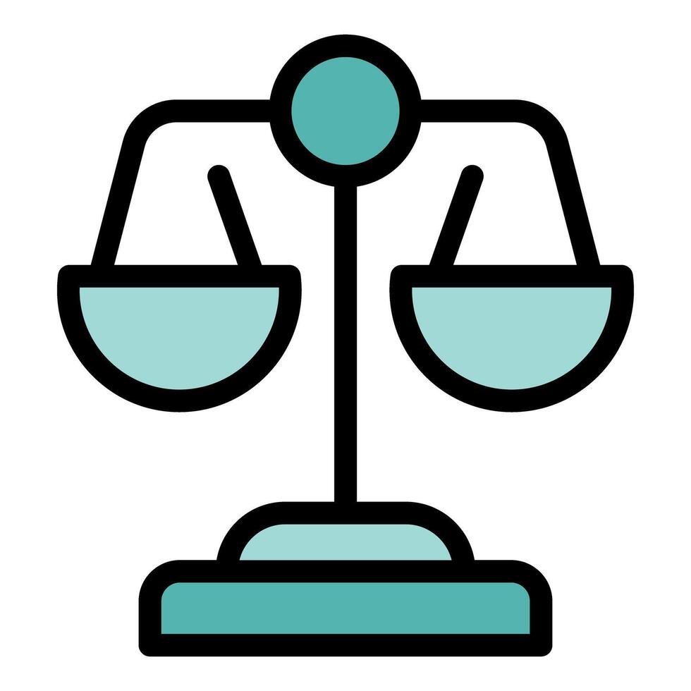 Turquoise libra scale balancing on white background vector