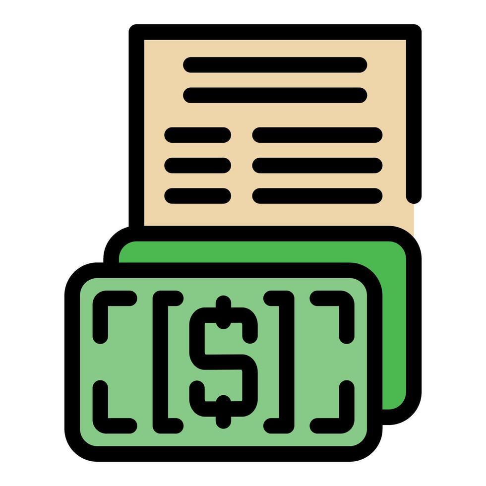 Stack of money with invoice for payment illustrating concept of billing vector