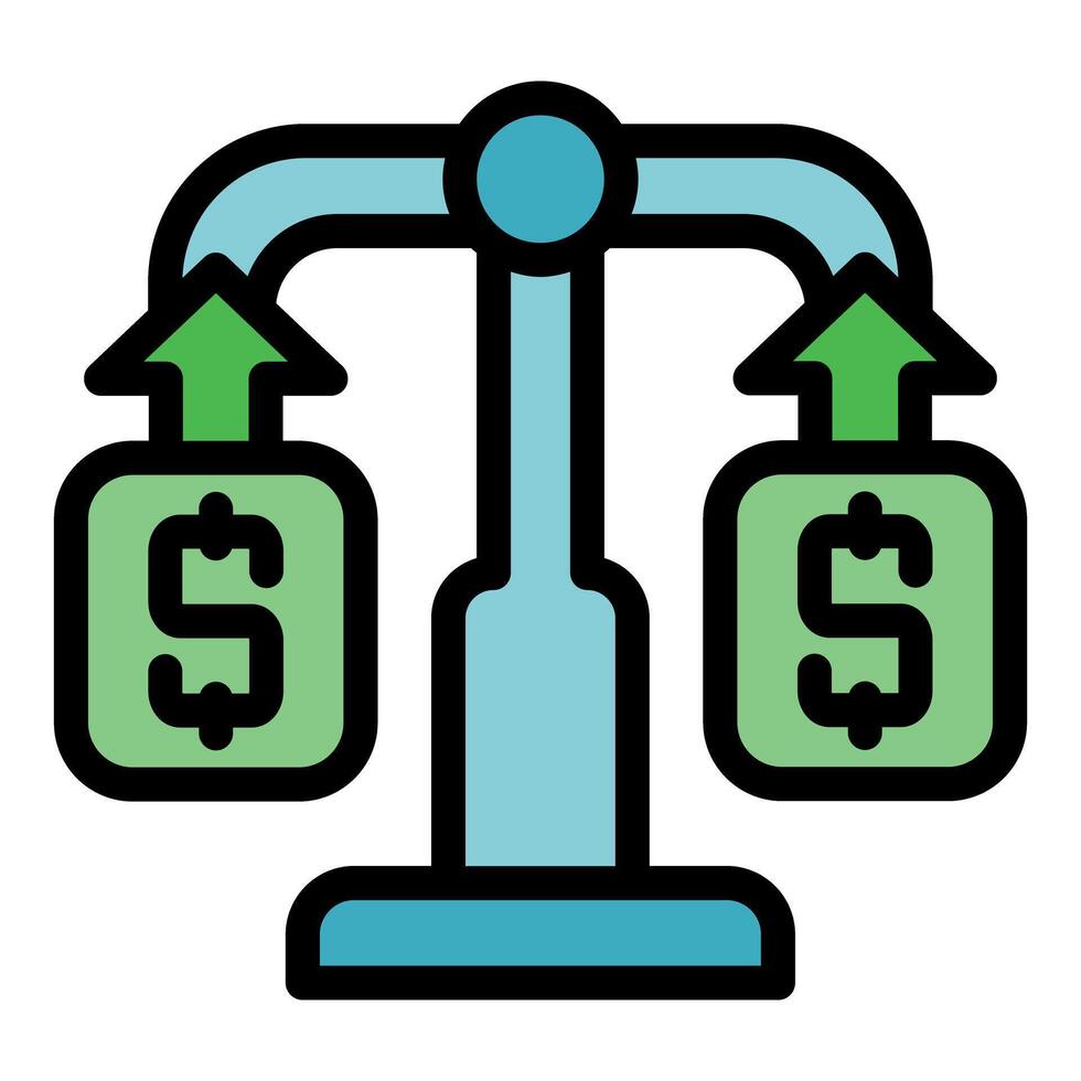 Money scale showing financial balance and growth potential vector