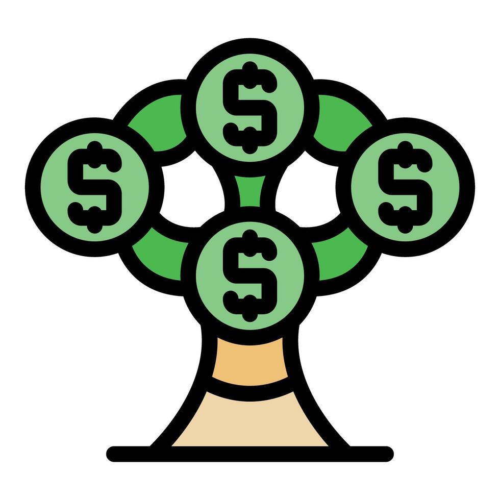 Money tree growing dollars finance business icon vector