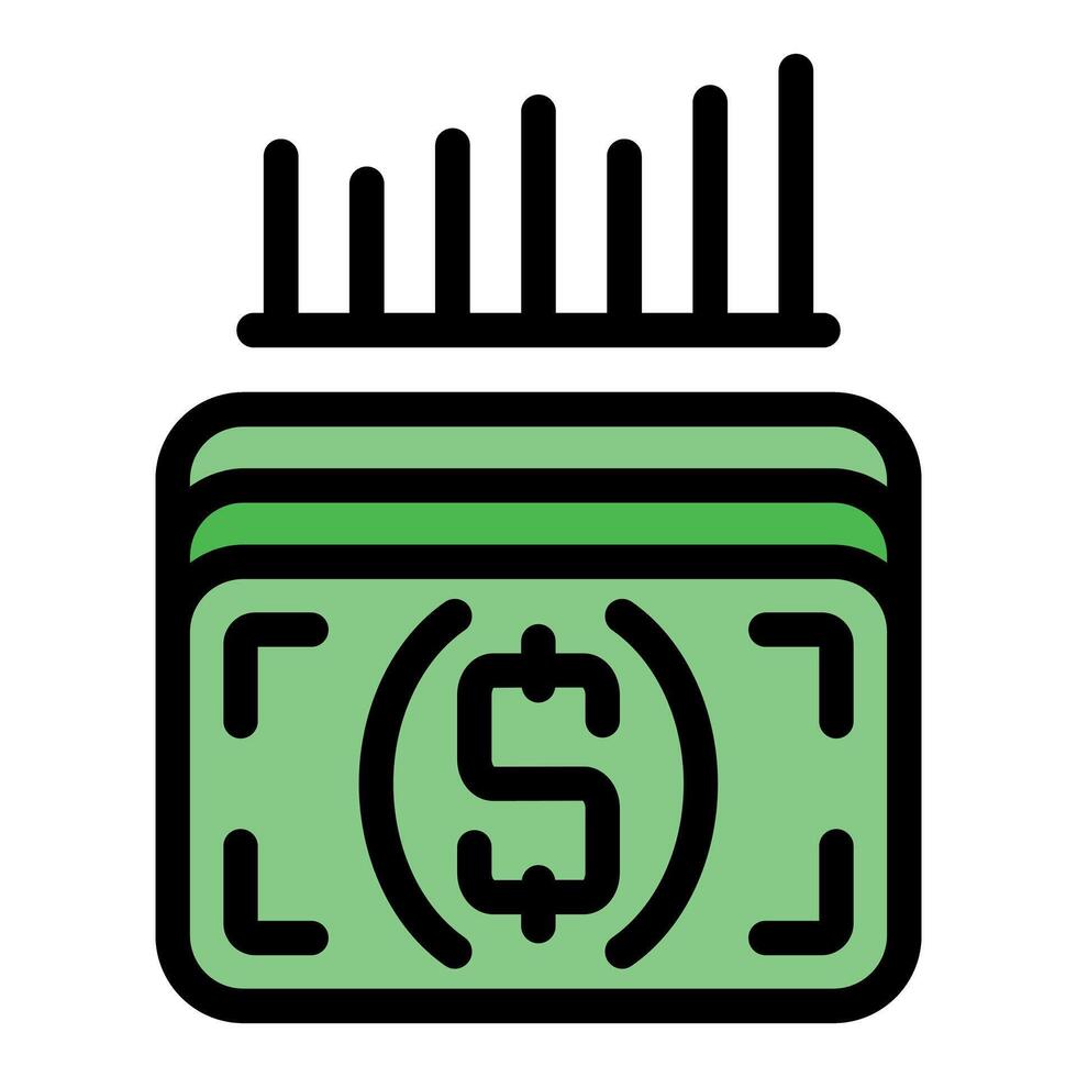 Money increasing with growing up chart bar graph on top vector