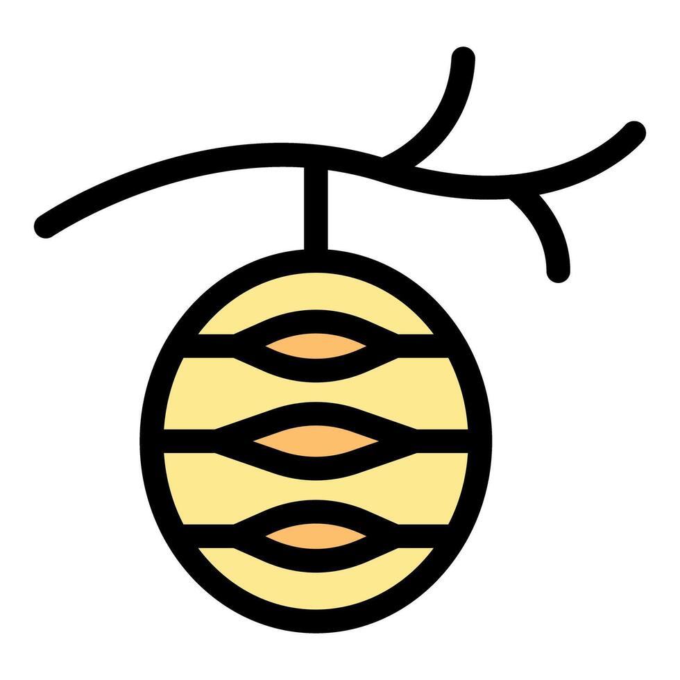 Round beehive hanging on a tree branch icon vector. Outline round beehive hanging on a tree branch sign illustration vector