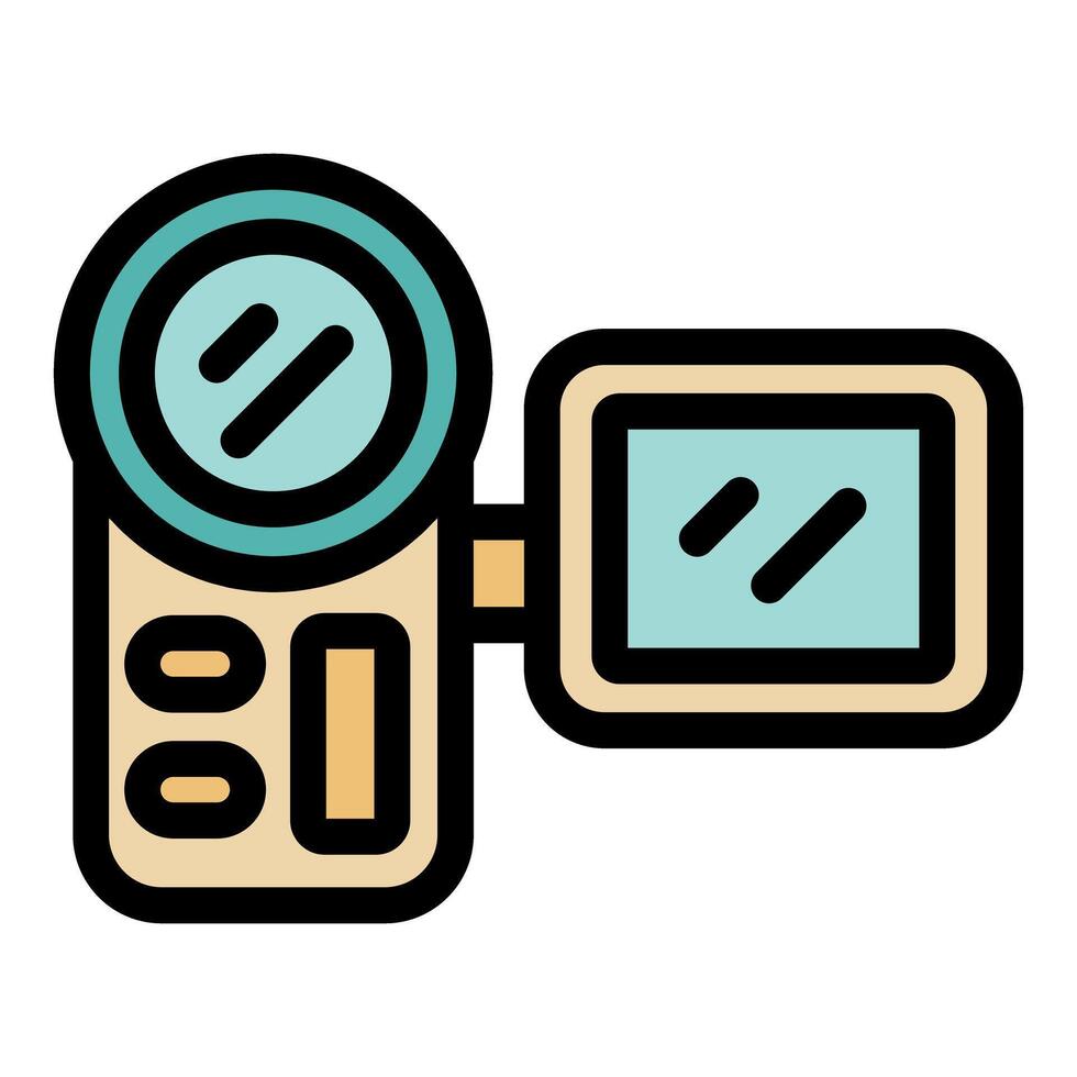 Professional digital camcorder recording video footage vector