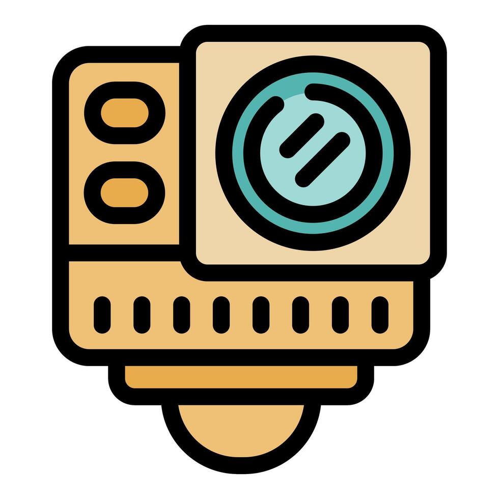 Action camera capturing extreme sports with high quality lens vector