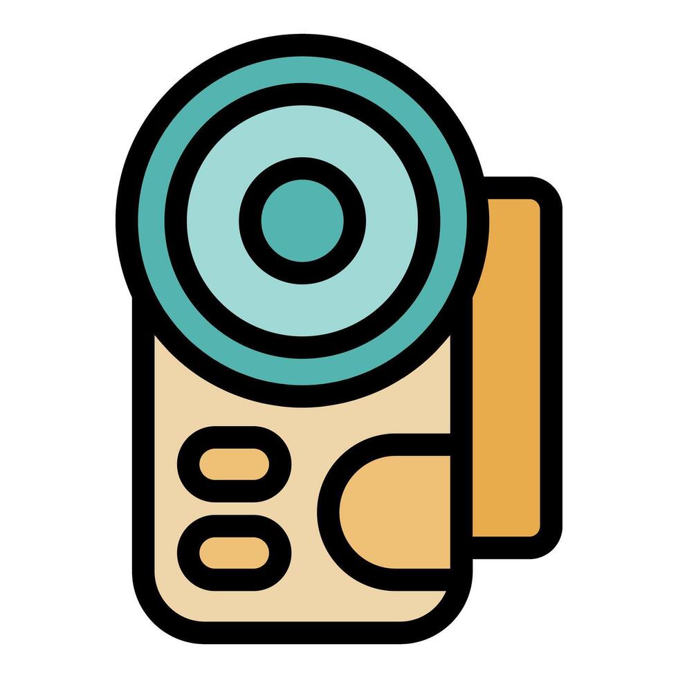 Digital video camera is recording with big lens icon vector