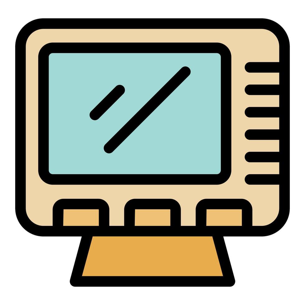 Old computer monitor displaying static lines on screen vector