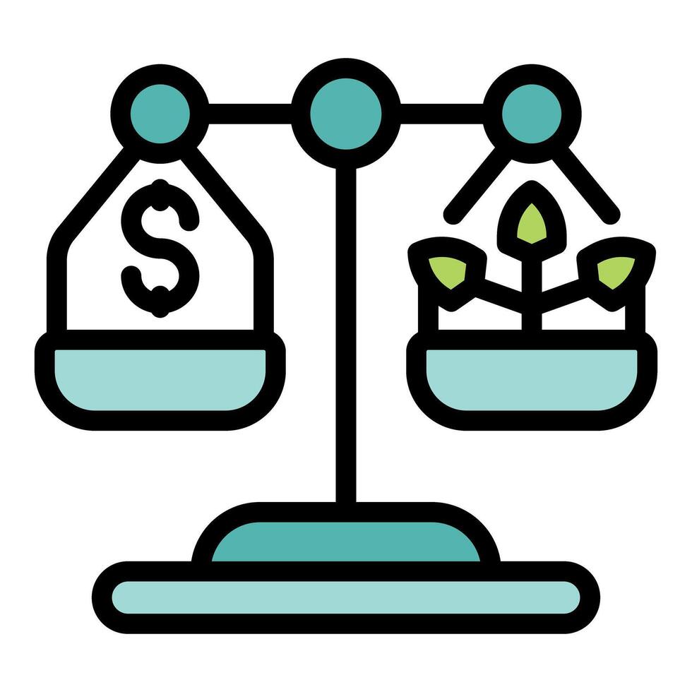 Scale comparing money and plant growth representing esg investing concept vector