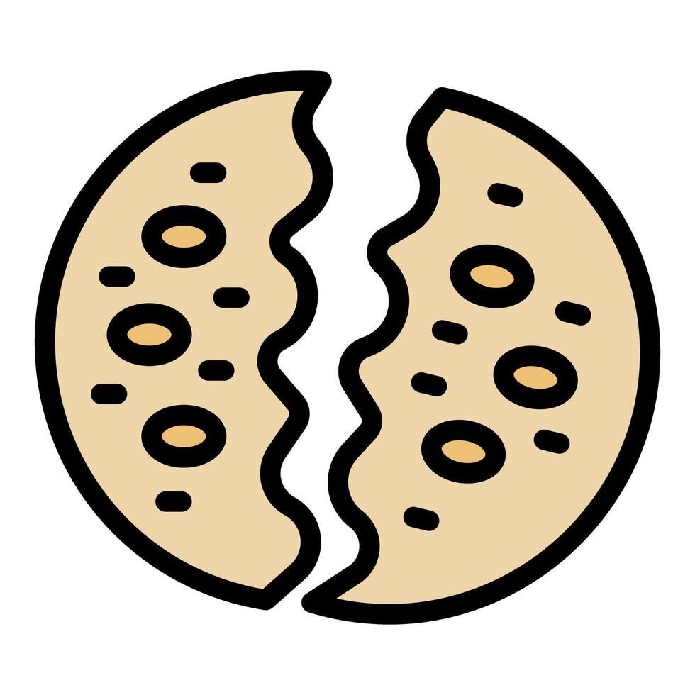 Oatmeal cookie breaking apart showing chocolate chips vector