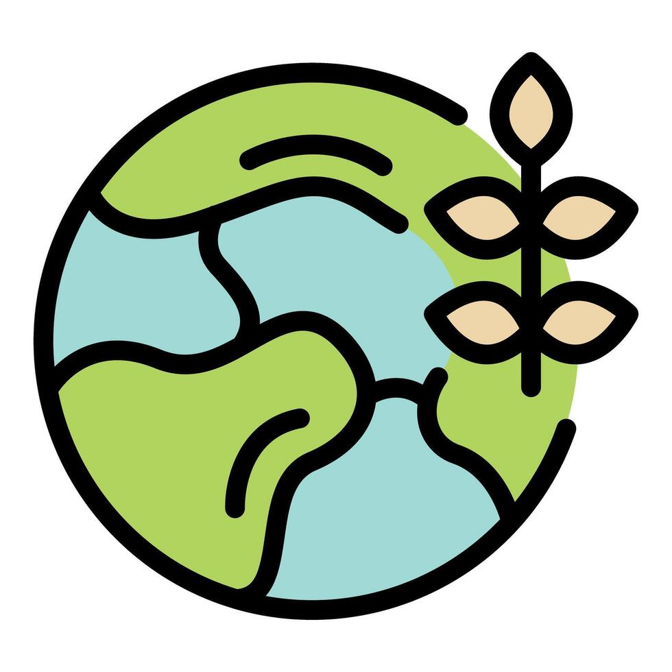 Green planet earth globe supporting growing plant life icon vector